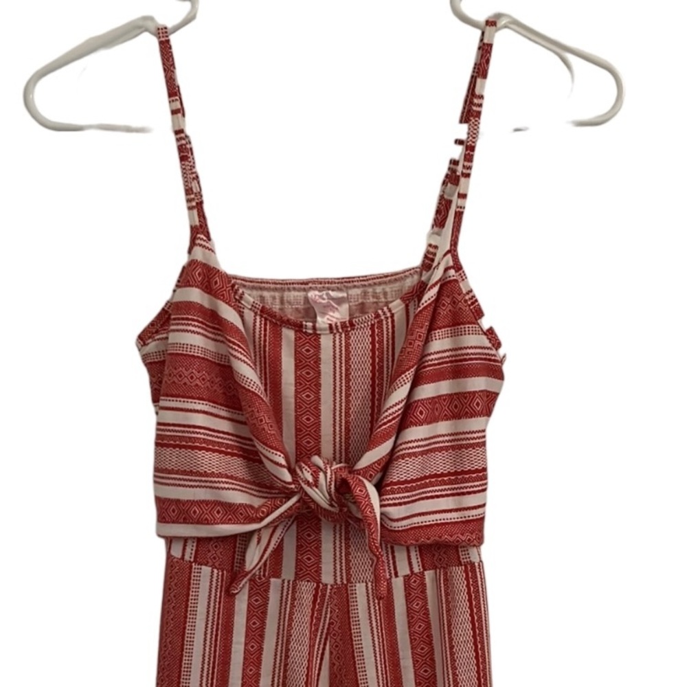 No Boundaries, Red and White Jumpsuit with open back, XSmall